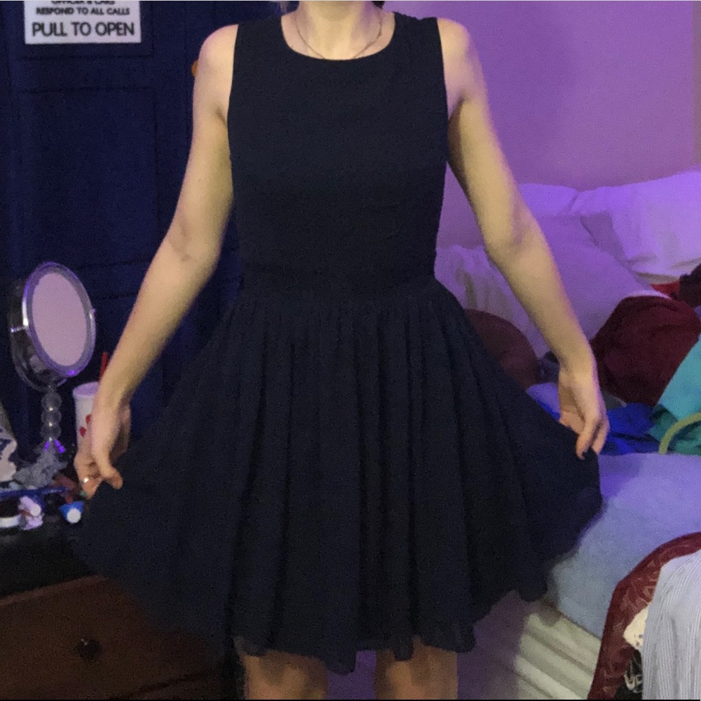 NAVY BLUE LACEY BACK DRESS
